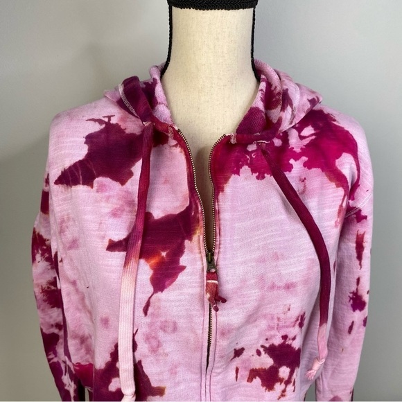 J.Crew Tie Dye Pink Valentine’s Day Cropped full zip Hoodie size S - Picture 3 of 12